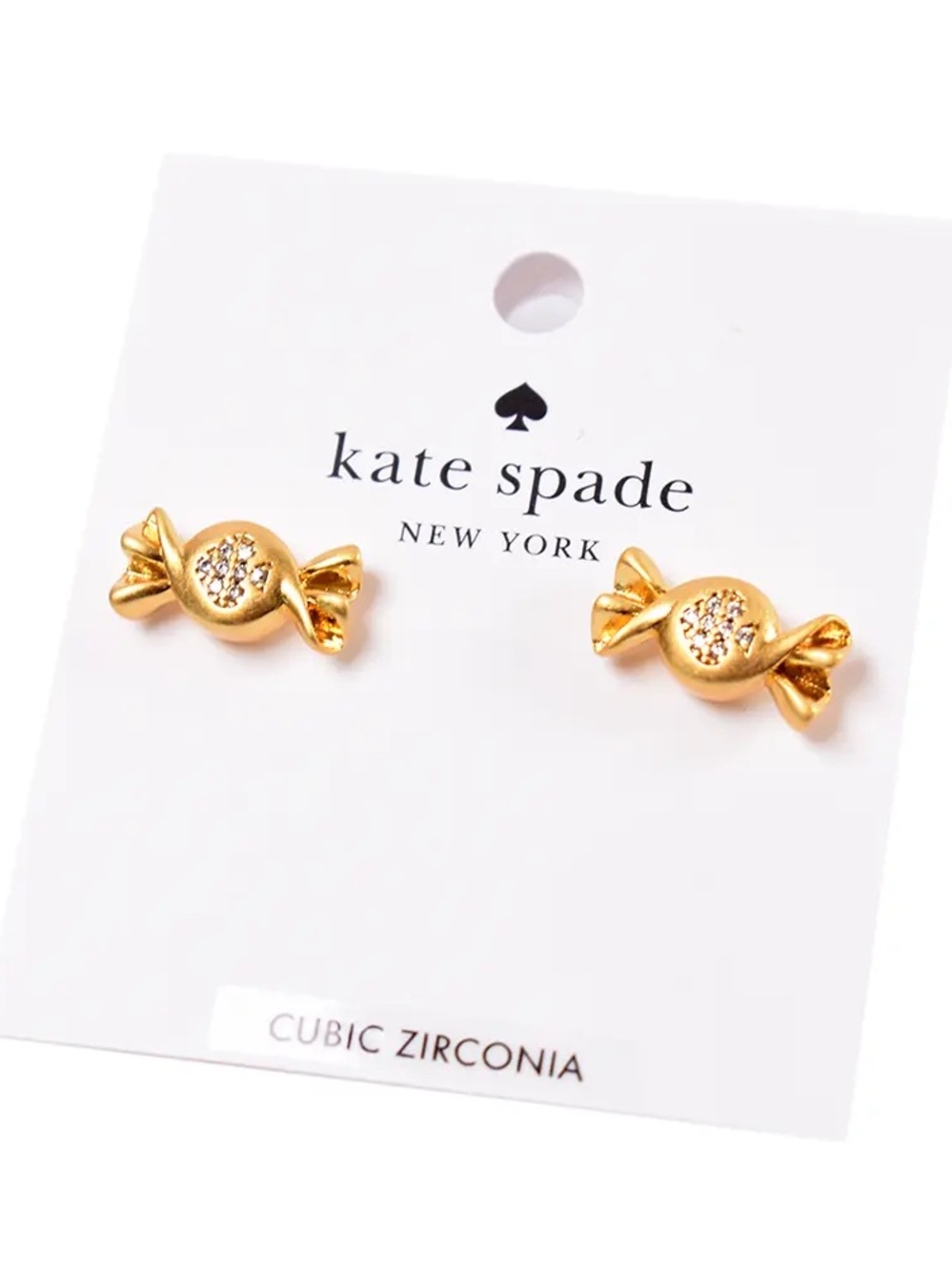 ♠️ kate spade Treat Yourself gold-tone✨ 🍬 stud earrings with clear stones ♠️